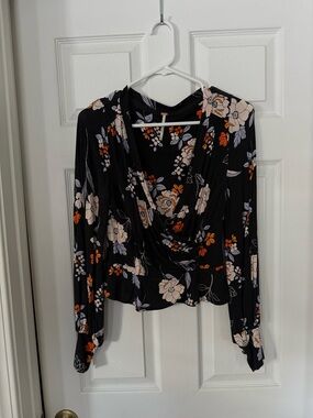 Free People floral wrap top